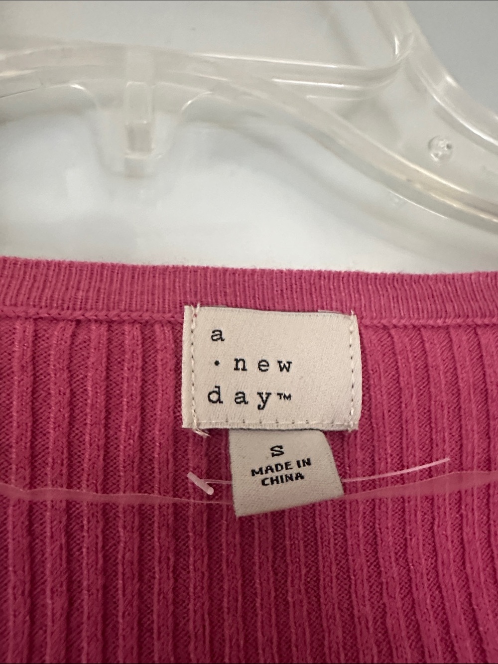 NWOT Size Small a new day Raspberry Ribbed Button-Front Long Sleeve Top - Picture 3 of 6